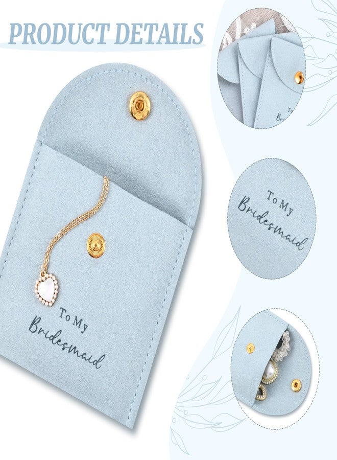 CEELGON Jewelry Bags Bridesmaid Gifts Set of 8 Velvet Small Jewelry Pouch with Button Bracelet Earring Necklace Packaging Bridesmaid Proposal Gift Bags Bridal Party Favors Gifts (Light Dusty Blue) - Image 2